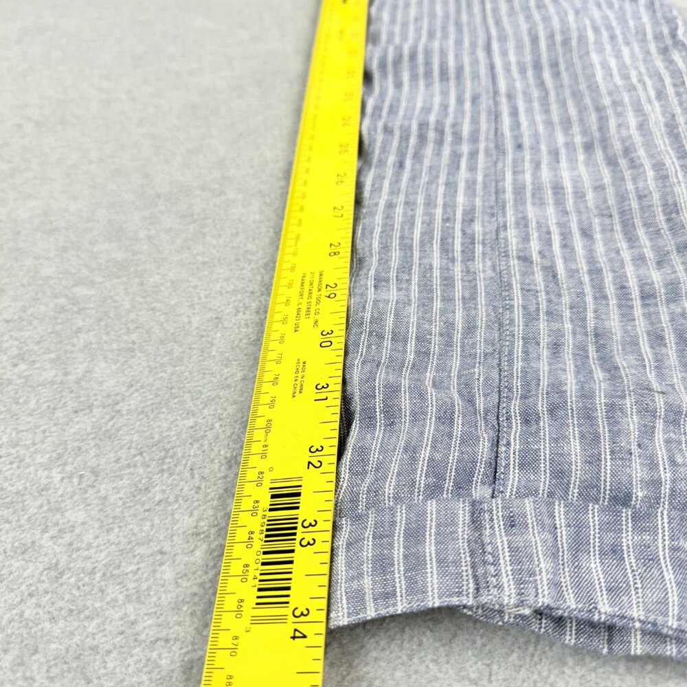 Roots Women’s S/P Striped Linen Drawstring Pants -Lt. Blue Pinstripe Relaxed Fit - Picture 8 of 11